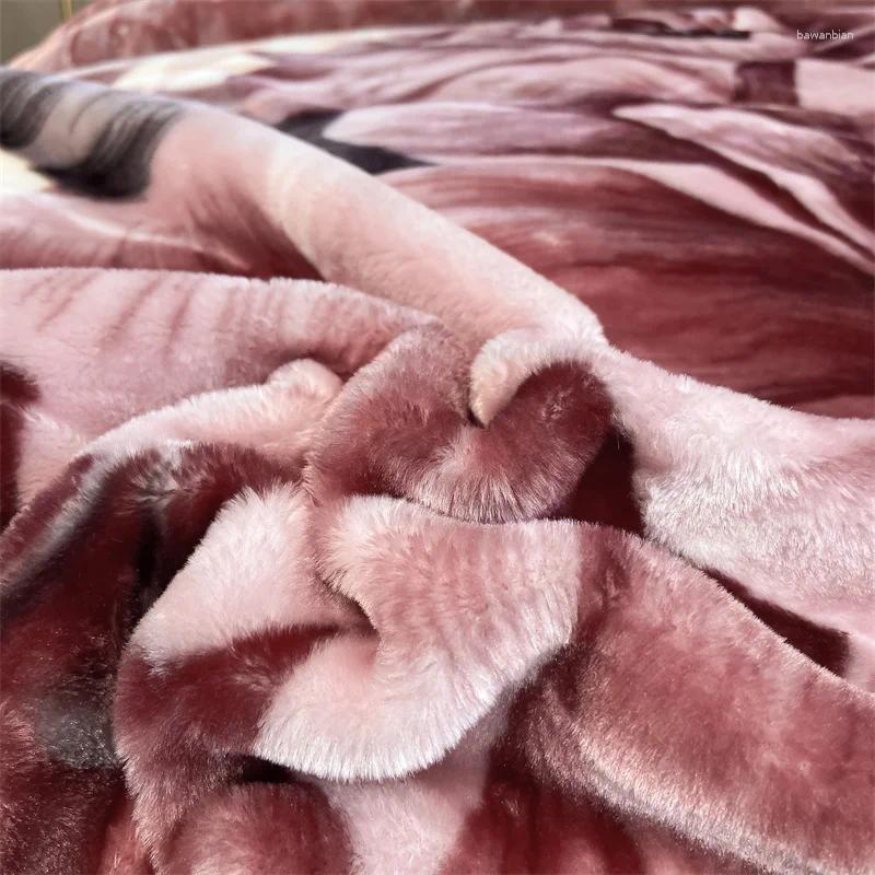 Blankets Winter Double Layers Thick Raschel Blanket Soft Warm Heavy Fluffy Throw 150x200cm Thicken Fleece Quilts Bed