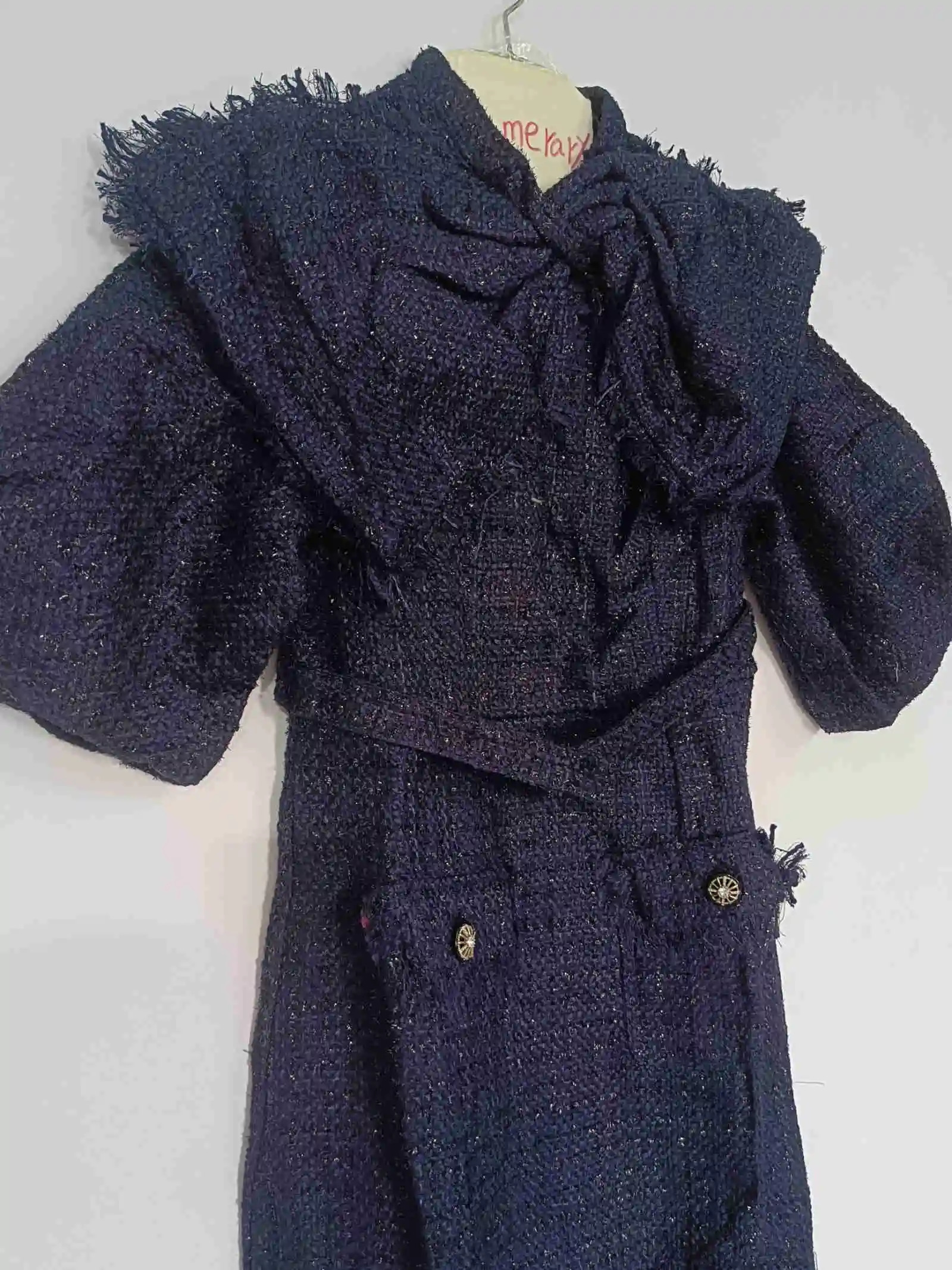 JAMERARY Fashion Autumn Winter Tweed Dress For Women Lantern Sleeve Midi Long Bodycon Dresses Office Lady Korean Style 240529