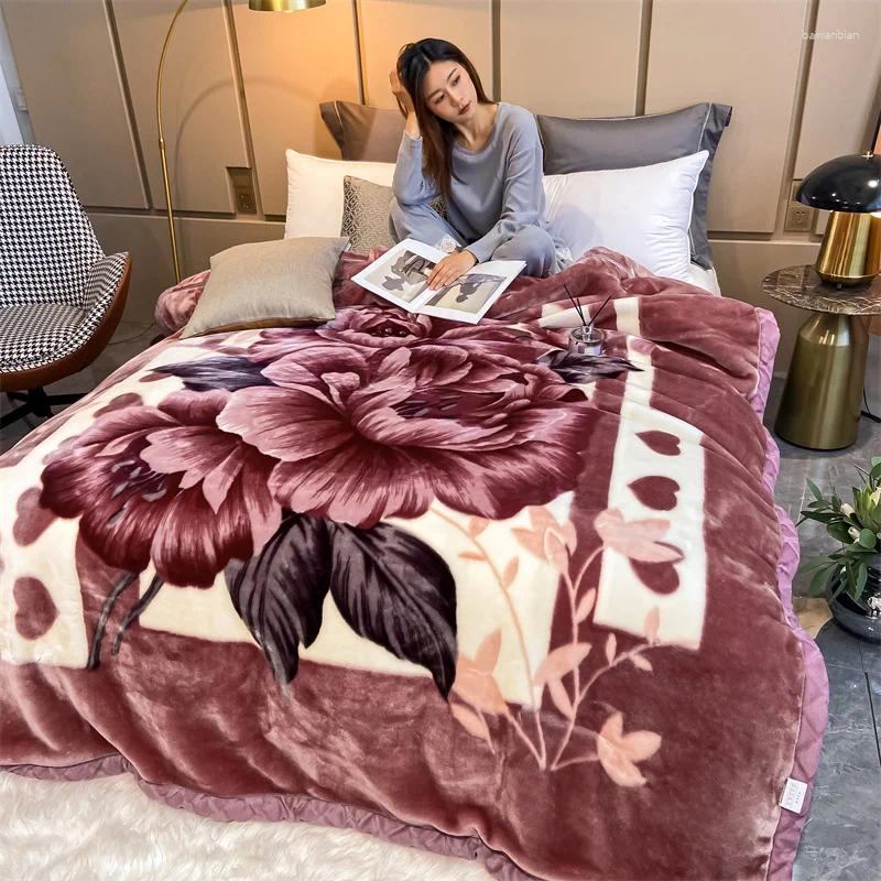 Blankets Winter Double Layers Thick Raschel Blanket Soft Warm Heavy Fluffy Throw 150x200cm Thicken Fleece Quilts Bed