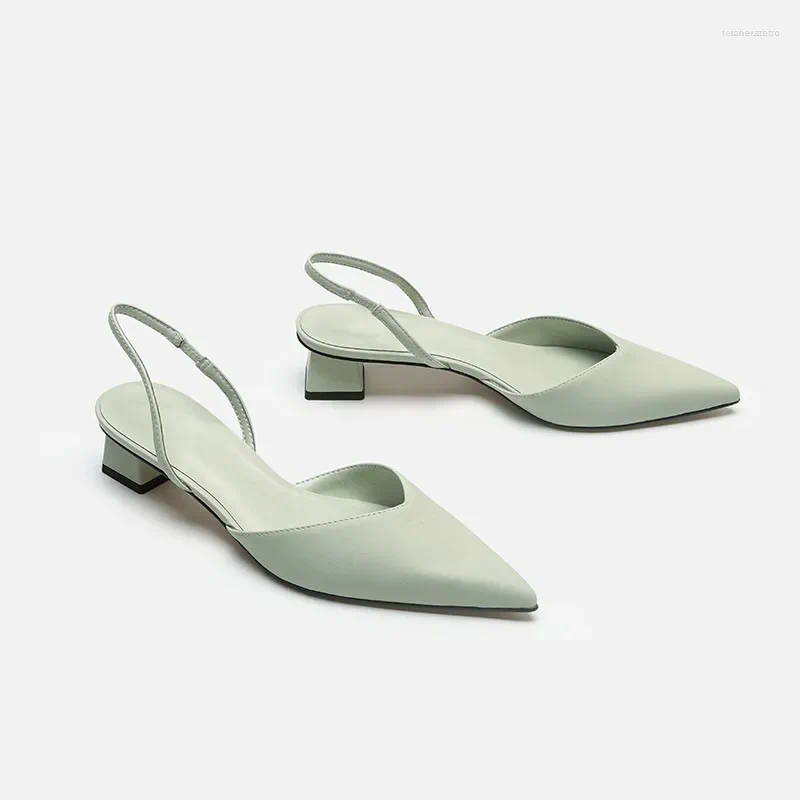 Sandals Women 2024 Summer Pointed Toe Ladies Thick Heel Autumn Women's Shoes Fashion Plus Size Mules