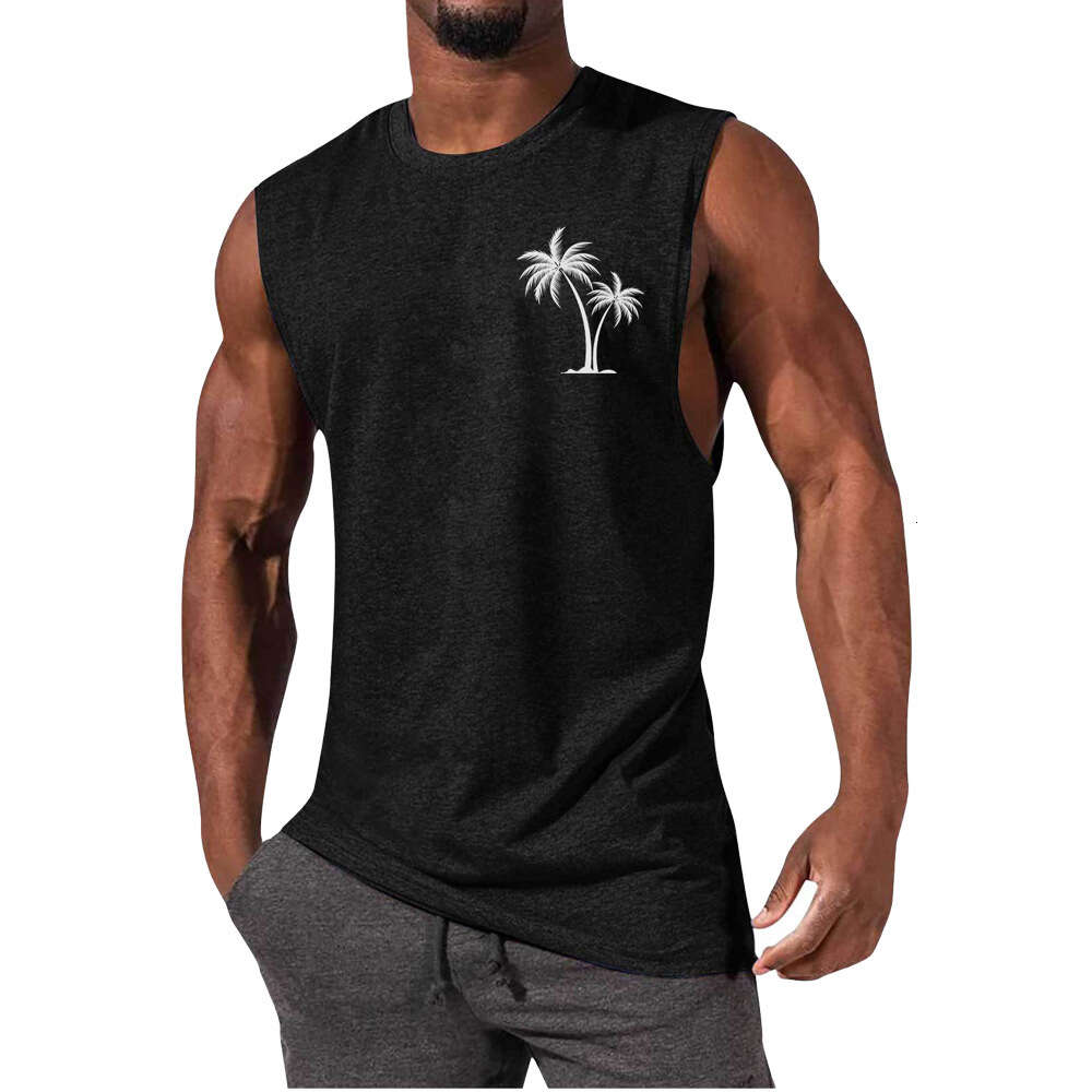 Plus Size 3xl 4XL Mens t-shirt Designer Tank Top Muscle Man Sports and Casual Vest Tops CoconutTree Printed Summer Mens sleeveless tee shirts