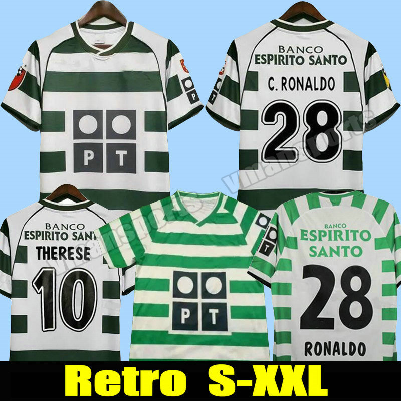 Ronaldo Sporting CP 01 02 03 04 Lisboa retro soccer jerseys Marius Niculae Joao Pinto 2001 2002 2003 2004 Lisbon Classic Vintage football shirts uniform