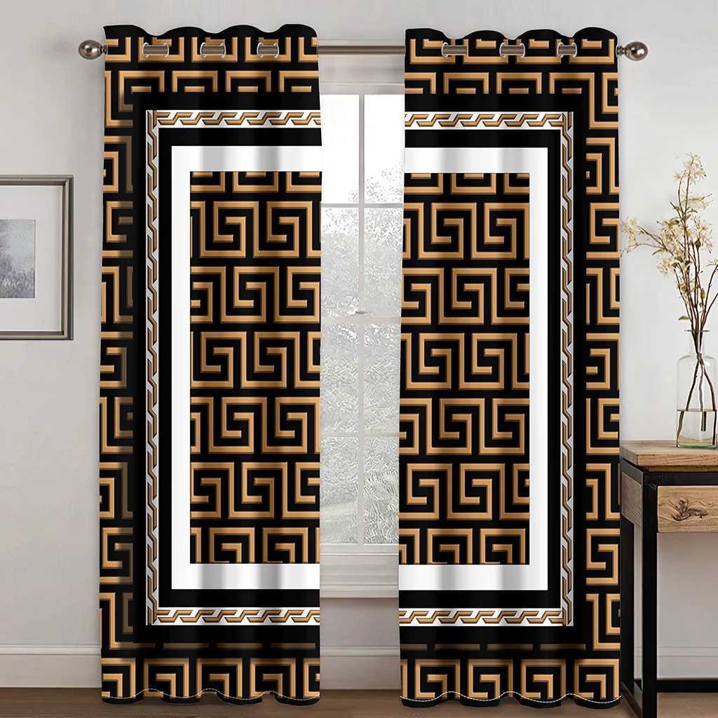 Curtain Brand High quality black gold luxurious curtains childrens bedrooms living rooms living rooms kitchens decorations curtains blinds T240604