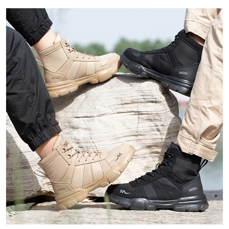 Indestructible Men Work Safety Boots Outdoor Military Boots Anti-smash Anti-puncture Industrial Shoes Men Boots Desert Boots 240605
