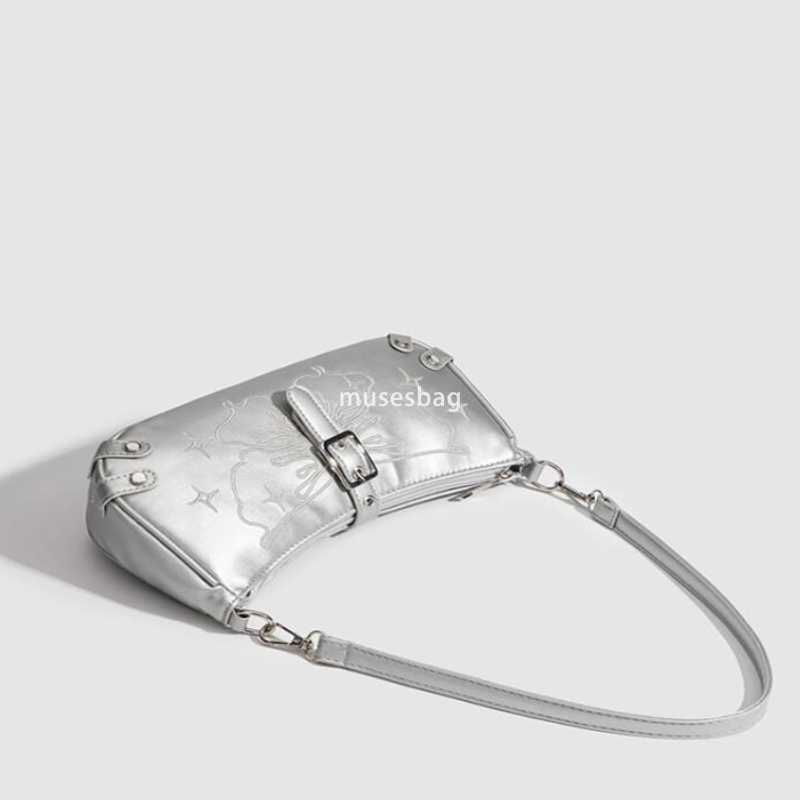 New Korean style underarm bag with high texture niche original single shoulder bag silver fashionable and versatile texture crossbody bag