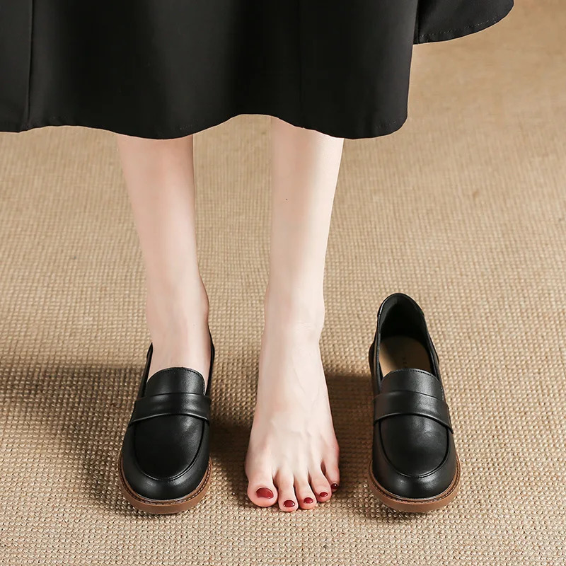 British Woman Thick Low Heels Oxfords Shoes Round Toe Flats Loafers Femmes Sneakers All Match Creepers Ladies Platform Bullock 240605