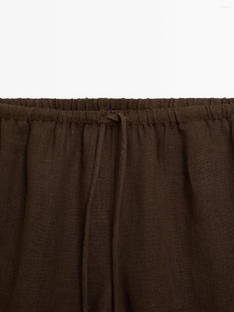 Women's Two Piece Pants ZBZA Textured Side Tie Up Coat Trousers Suit V-neck Long Sleeve Shirt Flowing Loose Wide Leg Chic Female Outfit