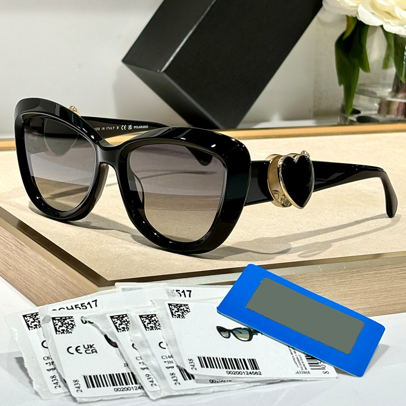 NEW Mirror BUTTERFLY SUNGLASSES Acetate frame Makeup mirror Designer sunglasses Women Luxury sunglasses CH5517 Anti-UV400 Protection Sun Glasses