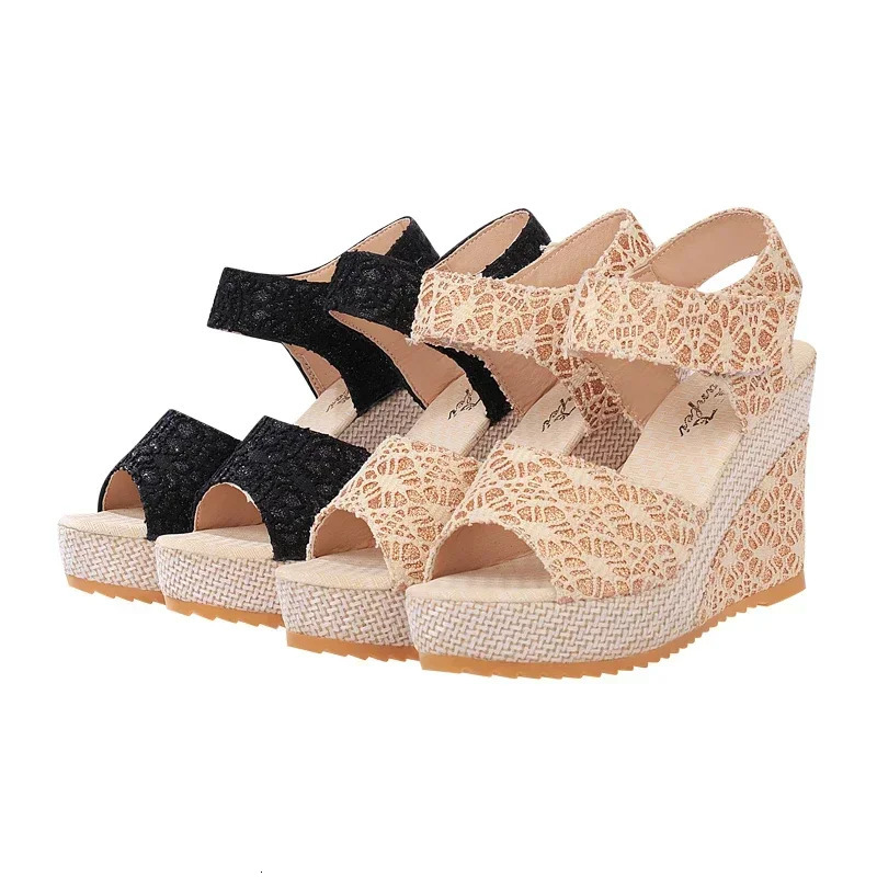 Womens Wedges Sandals 2024 Summer Fashion Mesh Peep Toe Platform High Heel Women Sandals Sexy Party Dress Women Sandalias 240605