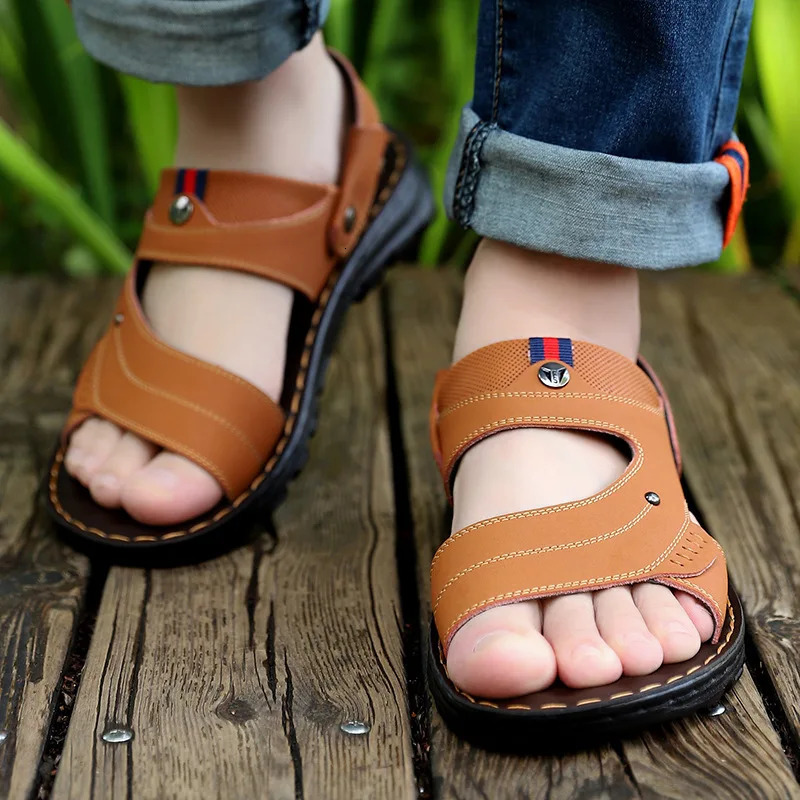 selling mens sandals non slip leather sandals soft and smooth flat bottomed mens casual sandals MSA581 240605