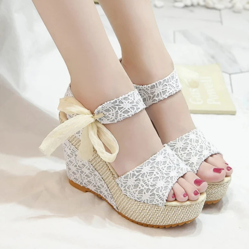 lace casual womens wedge-shaped high heels womens shoes summer sandals party platform high heels womens shoes 240605