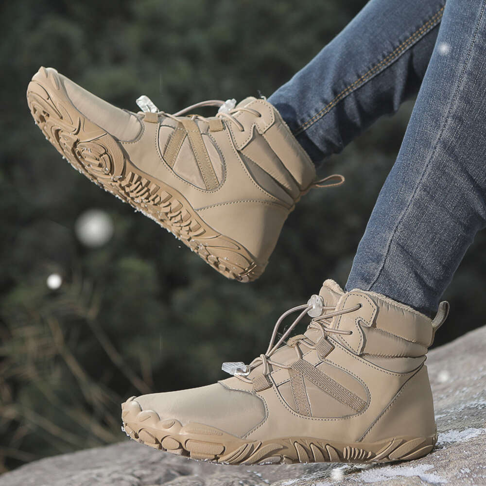 Winter Trekking Warm Fur Lined Snow Barefoot Outdoor Water Resistant Ankle Booties Men Women Hiking Boots
