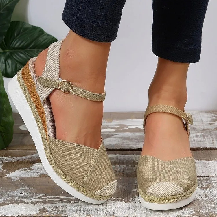 Women Closed Toe Wedge Sandals Women Summer Buckle Strap Gladiator Shoes Woman Fashion Espadrilles Platform Sandalias Mujer 240605