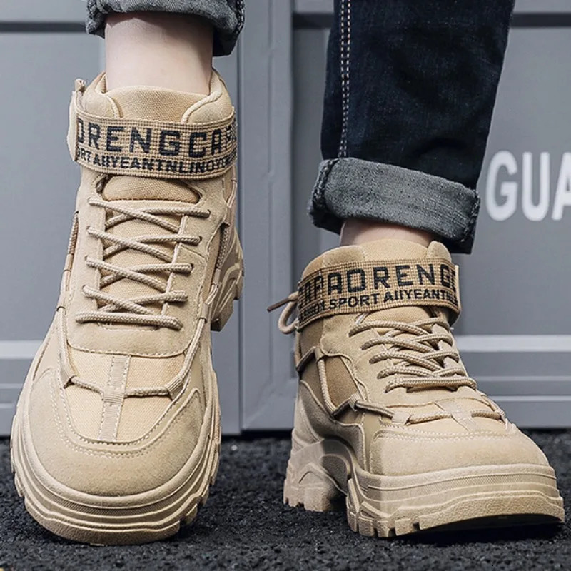 2024 Mens Tactical Military Combat Boots Outdoor Anti slip Hiking Shoes Mens Lace Platform Footwear Boots Botas Masculinas 240605