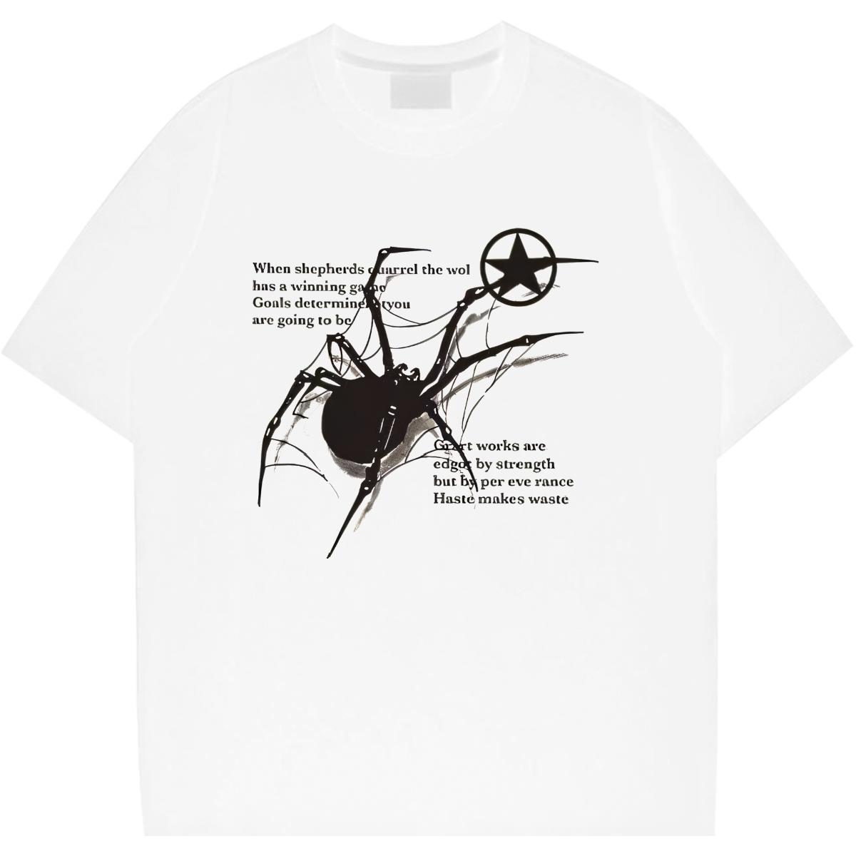 Cool Black Spider T-Shirts Men Tops Tees 180g Cotton Street wear Hip Hop Mens T Shirts Plus Size Custom 2024 Designer Clothes