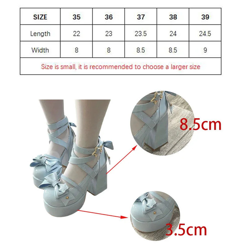 2024 Lolita Shoes Women Mary Janes High Heels Shoes Chunky Sandals Summer Fashion Retro Bow Party Platform Pumps 240605