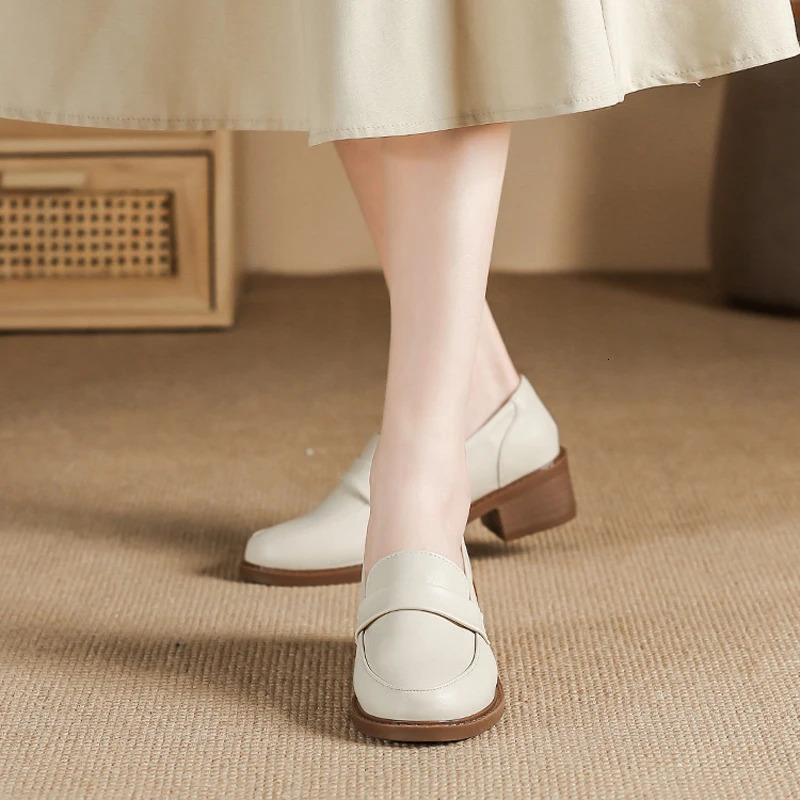 British Woman Thick Low Heels Oxfords Shoes Round Toe Flats Loafers Femmes Sneakers All Match Creepers Ladies Platform Bullock 240605