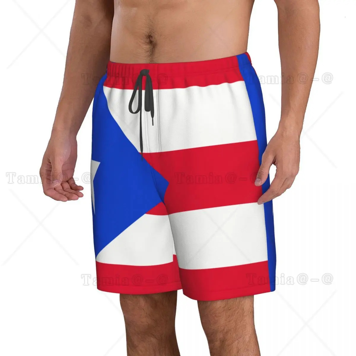 Mens Swimwear Swim Shorts Trunks Puerto Rico Flag Beach Board Swimming Swimsuits Running Sports Surffing shorts 240601