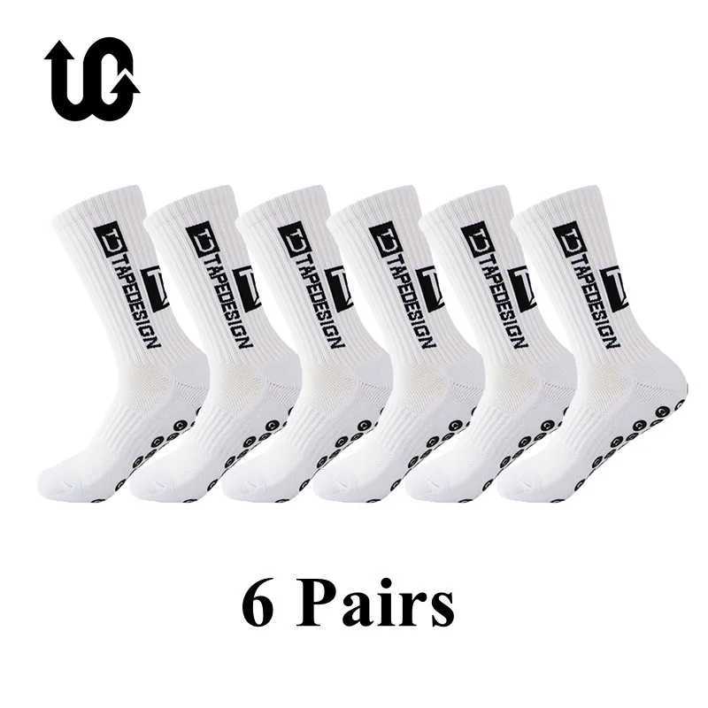 Sports Socks 6Pairs/Lot 2023 New ANTI SLIP Tapedesign Football Socks Mid Calf Non-Slip Soccer Sport Cycling Sports Mens Sock EU38-45 246048 2406043