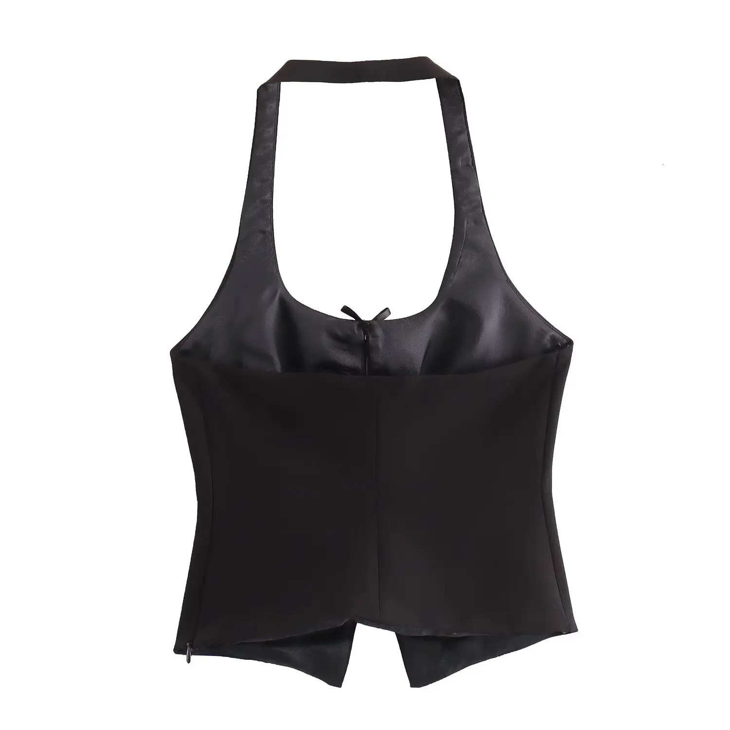 Rindu TRAF Womens Bow Halter Neck Top Official Store Traff Man Woman Clothing Y2k Clothes Corset Tanks 240601