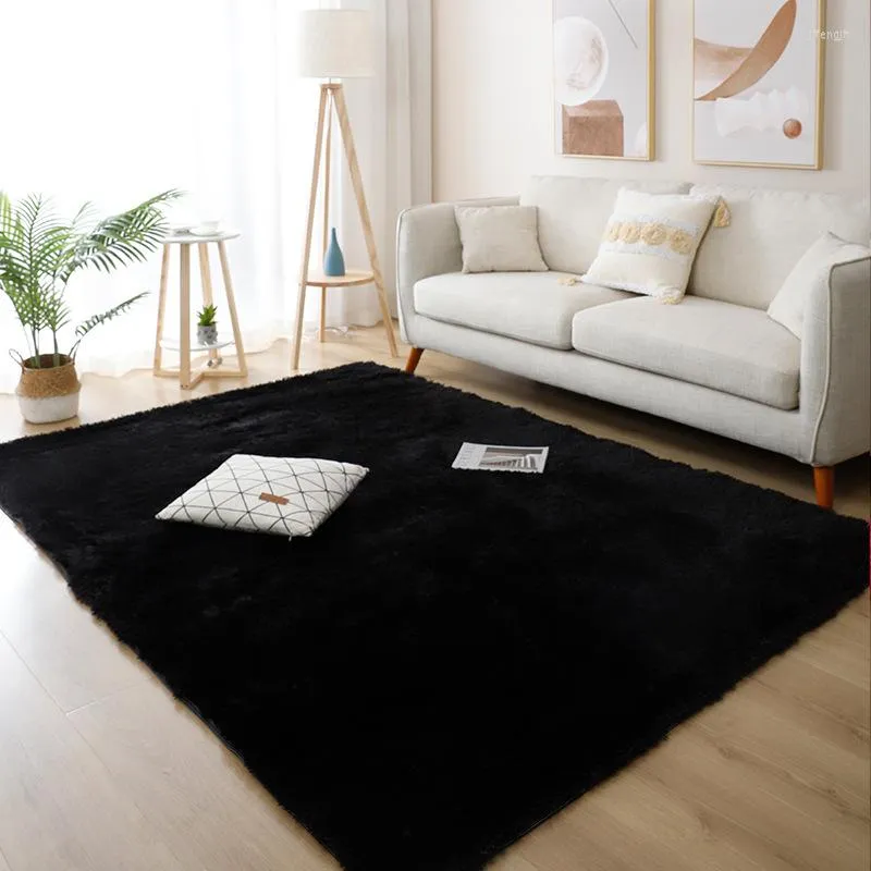 Carpets Nordic Style Furry Rug Modern Bedroom Carpet Living Room Decoration Large Size Black Gray Pink Beige Non Slip Mat H260226