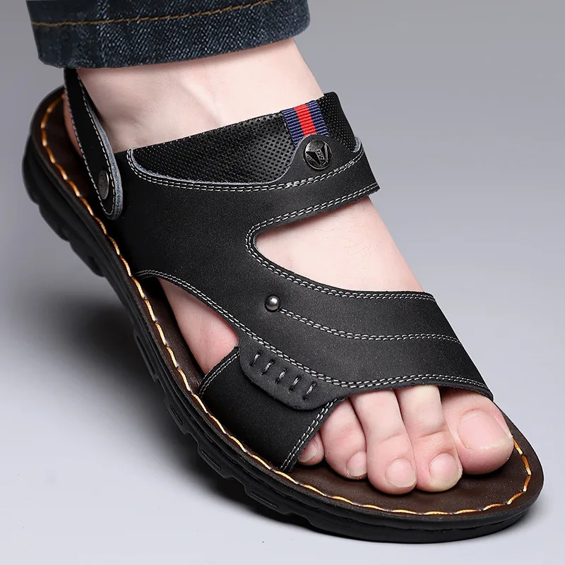 selling mens sandals non slip leather sandals soft and smooth flat bottomed mens casual sandals MSA581 240605