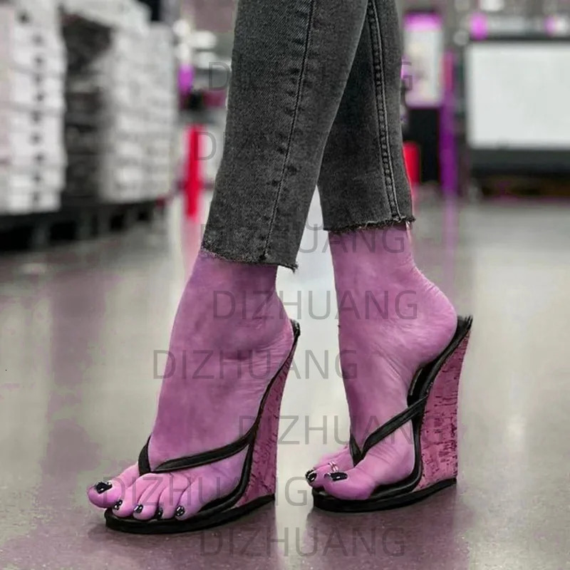 Summer Sandals Anti slip Wedge High Heels Round Head Elegant Black Casual Shoes New Womens Plus Size 4-20 240528