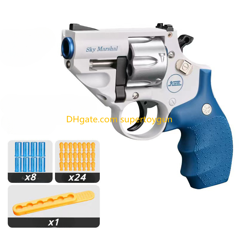 Korth Sky Marshal 9mm Revolver Toy Pistol Handgun Blaster Soft Bullet Toy Gun Shooting Model For Adults Boys Birthday Gifts Outdoor CS Pubg Prop Look 