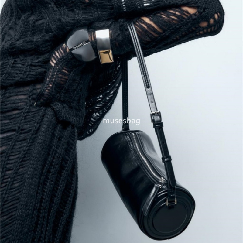 Spring New Mini One Shoulder Cylindrical Bowling Bag Crossbody Cylindrical Small Bag Large Capacity Commuter Women's Bag