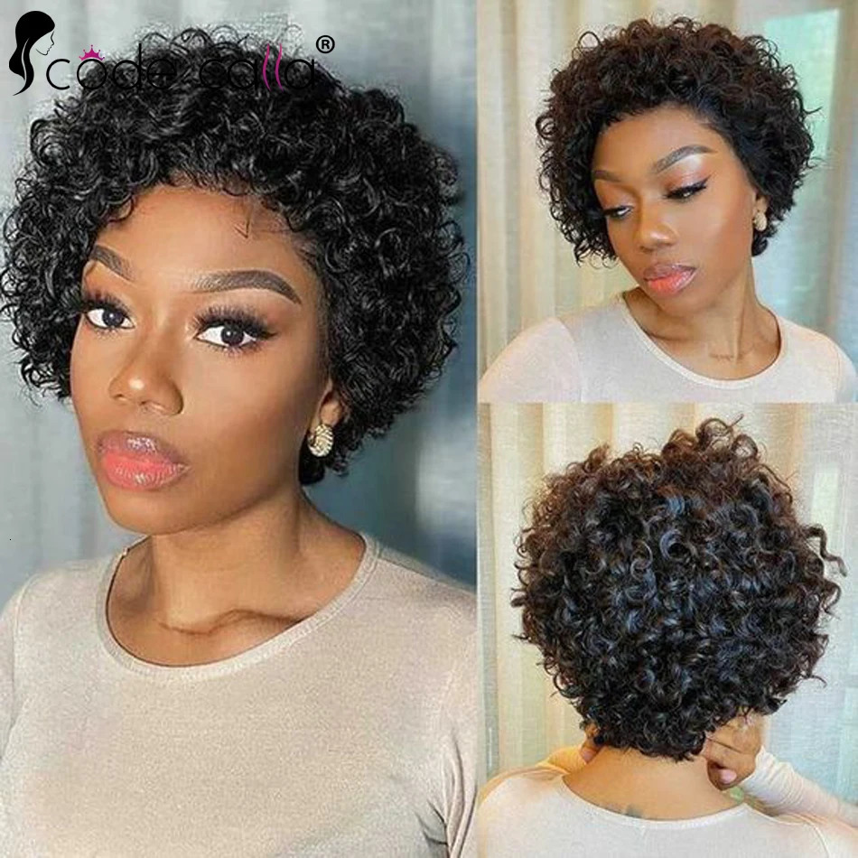 Short Pixie Cut Wig Curly Bob Lace Front Human Hair Wigs for Black Women 180 Density 13X1 PrePulcked Lace Wigs Brazil Weaving 240603