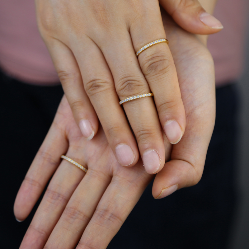 Thin Sterg Sier Eternity Band: Stackable Wedding Ring for Women