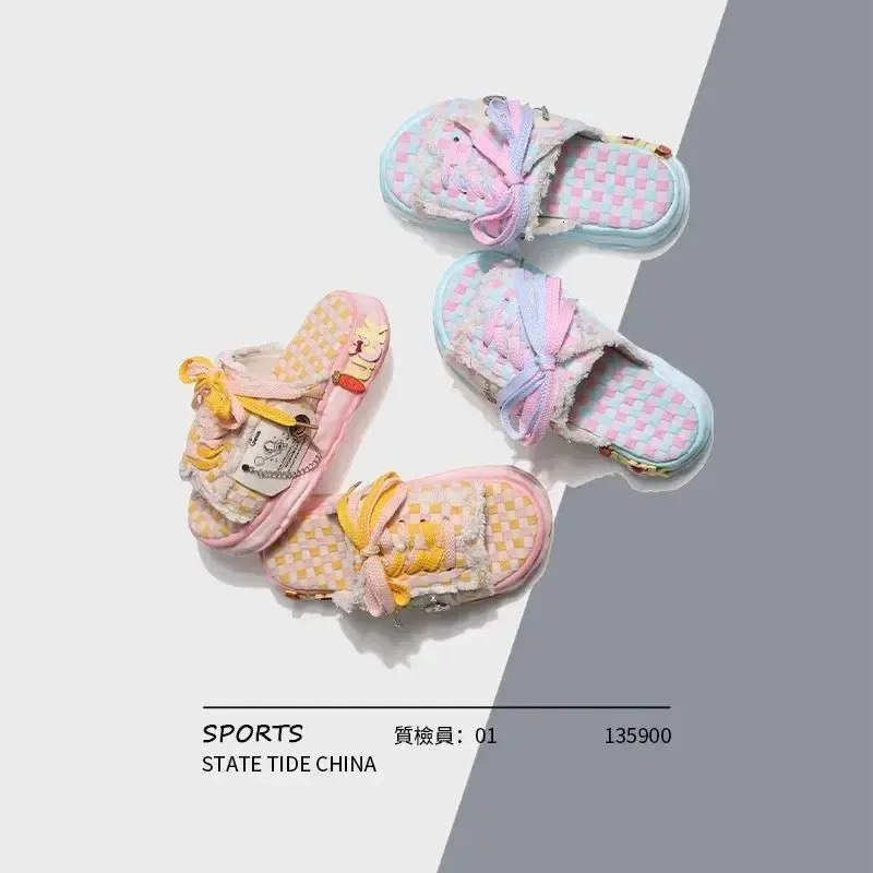 Summer Women Graffiti Slippers Sandals Platform Shoes Mules Flip Flops Street Clogs Flat New Sweet Casual Shoes For Female 240605
