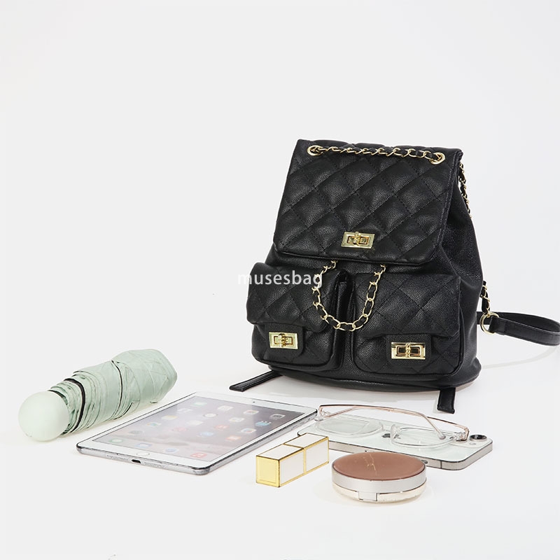 New niche design backpack, small fragrant style diamond grid backpack, fashionable college style chain, large capacity backpack