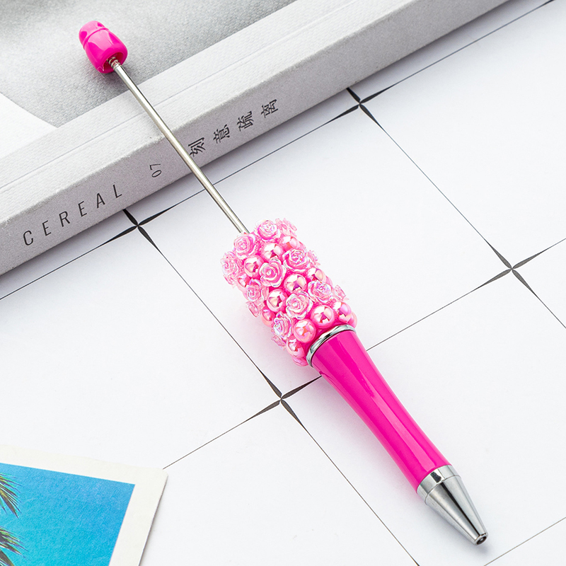 Roses Beadable Pens DIY Beaded Ballpoint Pens Plastic Rotary Ball Pen School Office Supplies