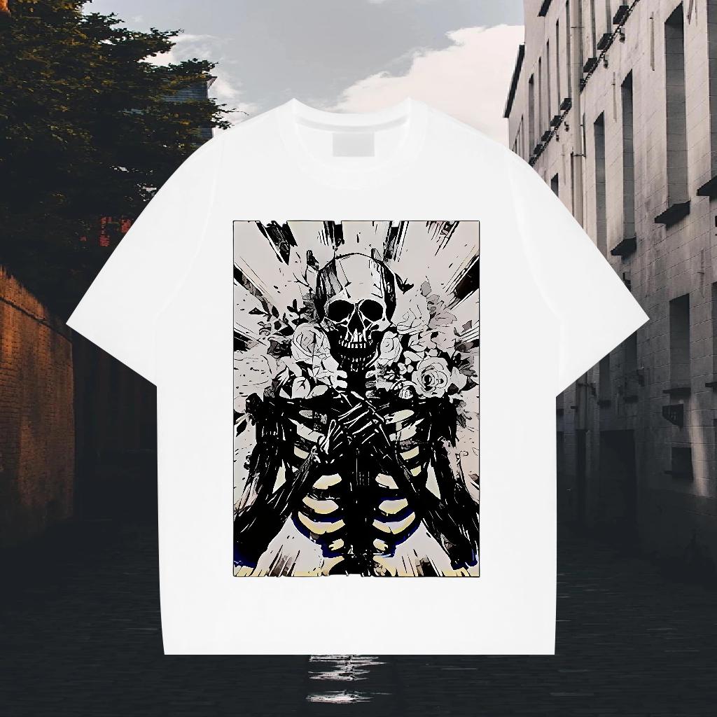 Comfortable Man T Shirts Home Outdoor Cotton Breathable Short Sleeve Tshirts Brand Anime Print Tops Shirt