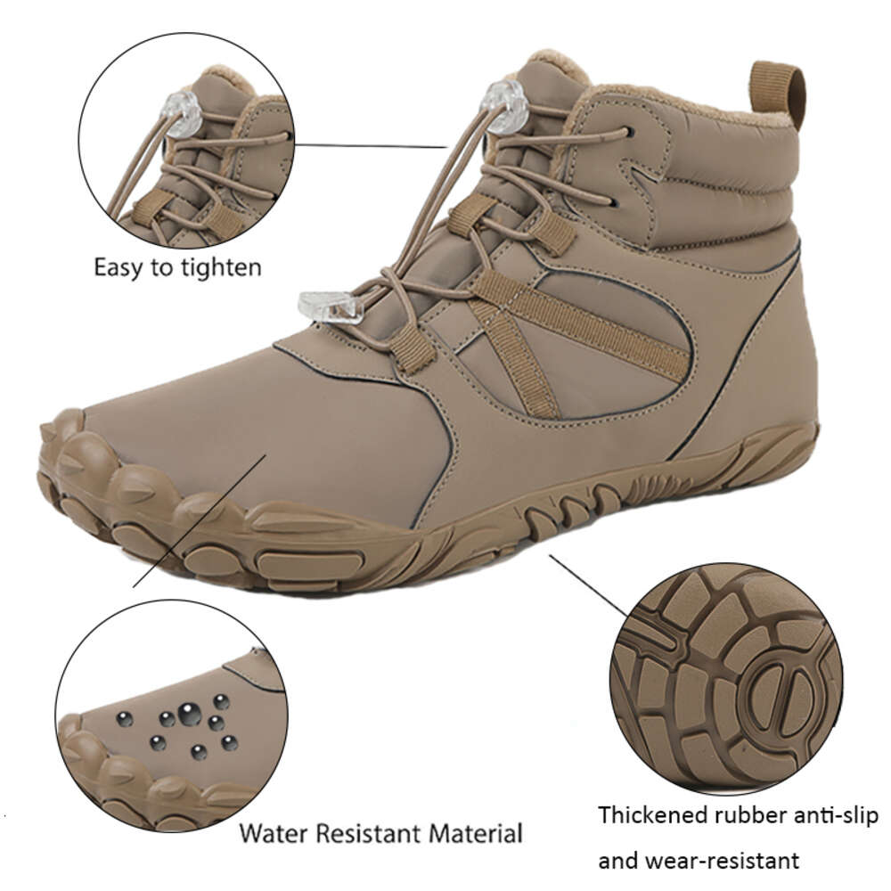 Winter Trekking Warm Fur Lined Snow Barefoot Outdoor Water Resistant Ankle Booties Men Women Hiking Boots