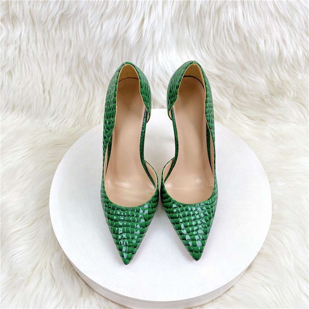 Green Dark Checkered Women's High Heels, Party Shoes, Dresses, Fashionable And Versatile Shoes