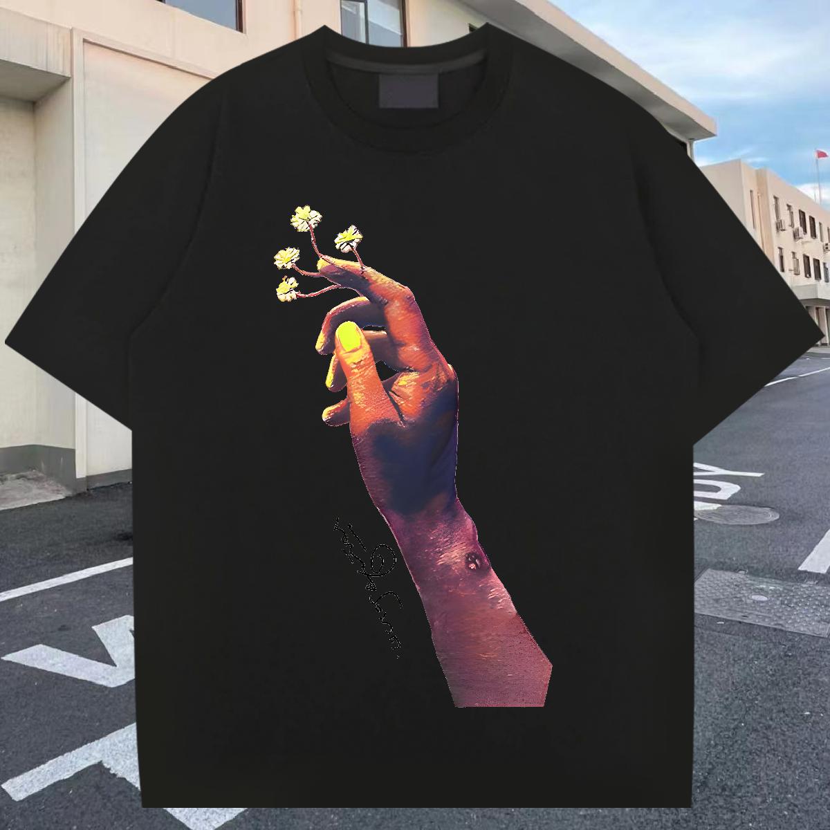 5A T-Shirts for Men Street Cotton Breathable Soft Men Tshirts Fashion Design Floral Print Clothes