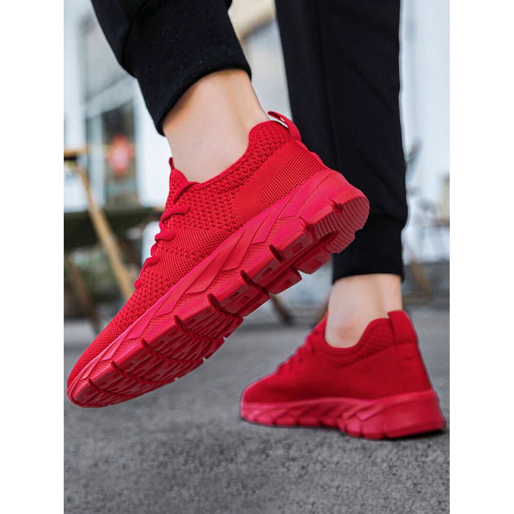 Sporty Sneakers Mens Athletic Gym Tennis Workout Running Casual Shoes Comfortable Footwear Trainers Red Ddmysaturn