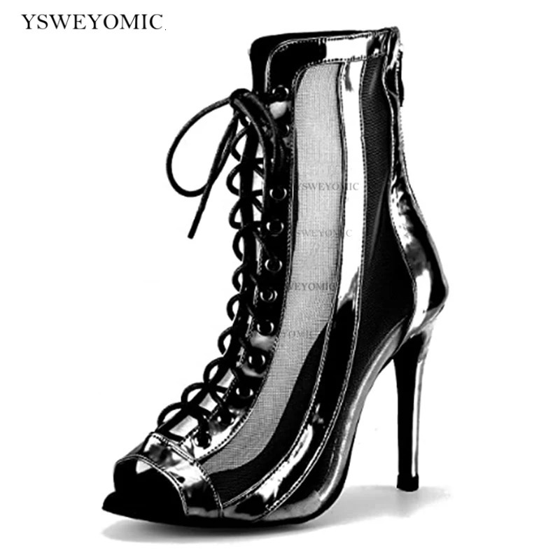 Womens Shiny Leather Dance Shoes Summer Silver Black Soft Edge Latin Dance Shoes Salsa Bachata Womens Dance Shoes 240606