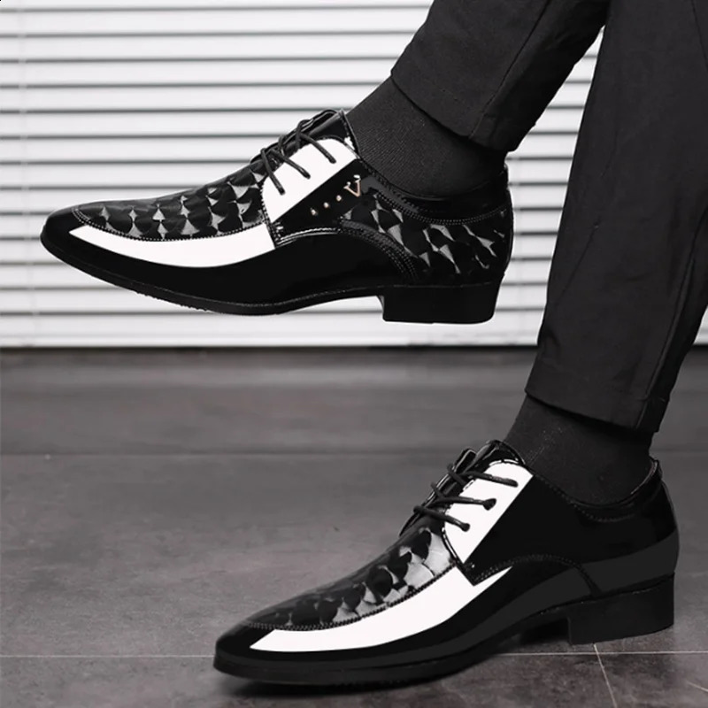 Men Shoes Formal Dress Shoe Black PU Leather Shoes Men Lace Up Point Toe Business Casual Shoes for Men Wedding Party Office 240606