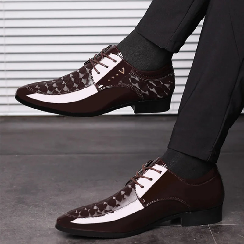 Men Shoes Formal Dress Shoe Black PU Leather Shoes Men Lace Up Point Toe Business Casual Shoes for Men Wedding Party Office 240606