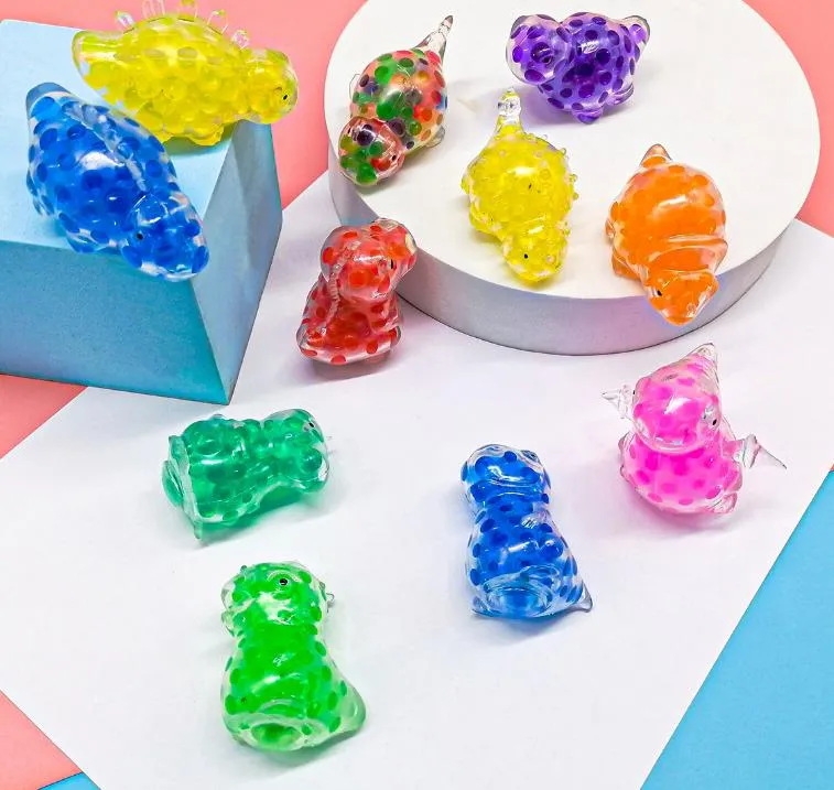 Squishy Stress Balls Decompression Dinosaur Toy Colorful Gel Water Beads Balls Inside Birthday Gift Goodie Bags ZZ