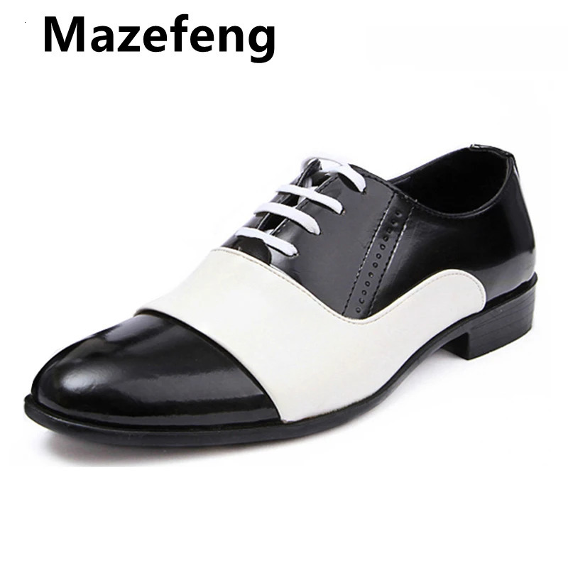 Autumn Fashion Mens Office Shoes Patent Leather Mens Dress Shoes White Black Mens Soft Leather Wedding Party Oxford Shoes 240606