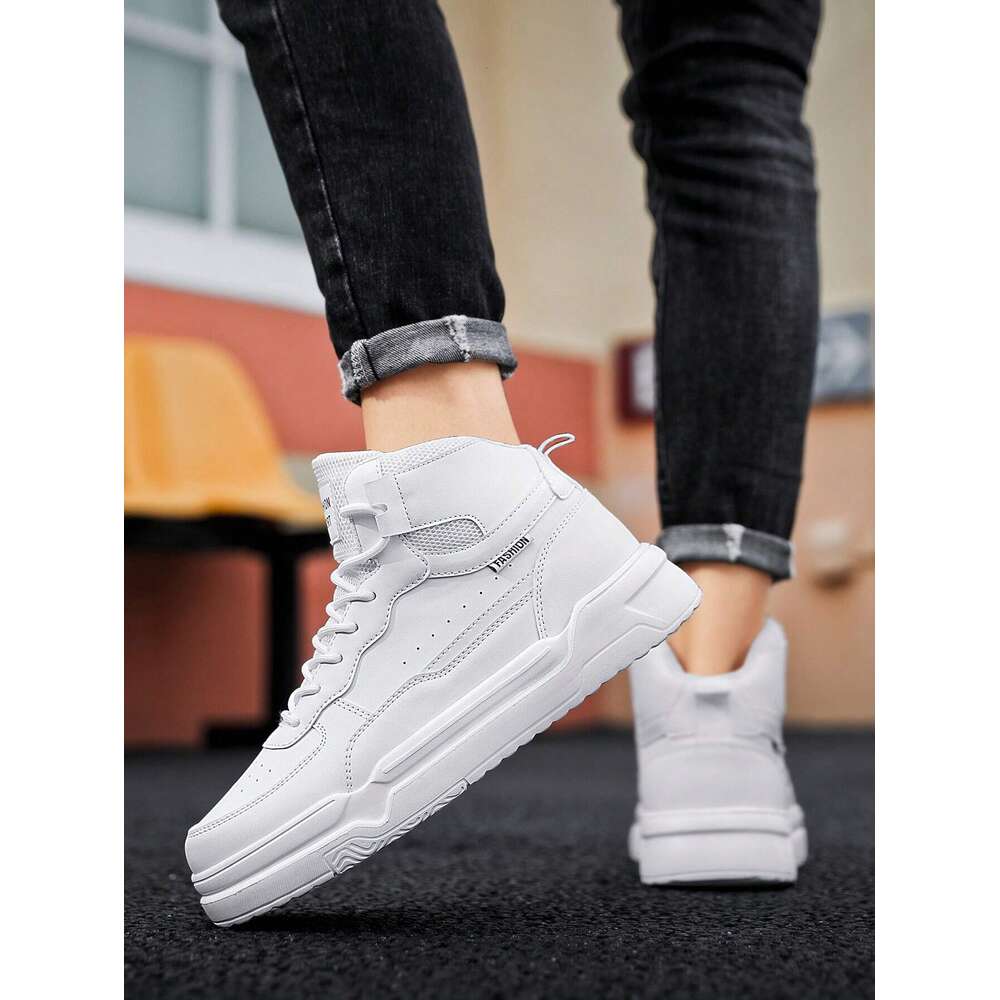 S And Men Women White High Top Thick Sole Skate Casual Sports Shoes Convenient All Match Comfortable Outdoor Couples Ddmysaturn