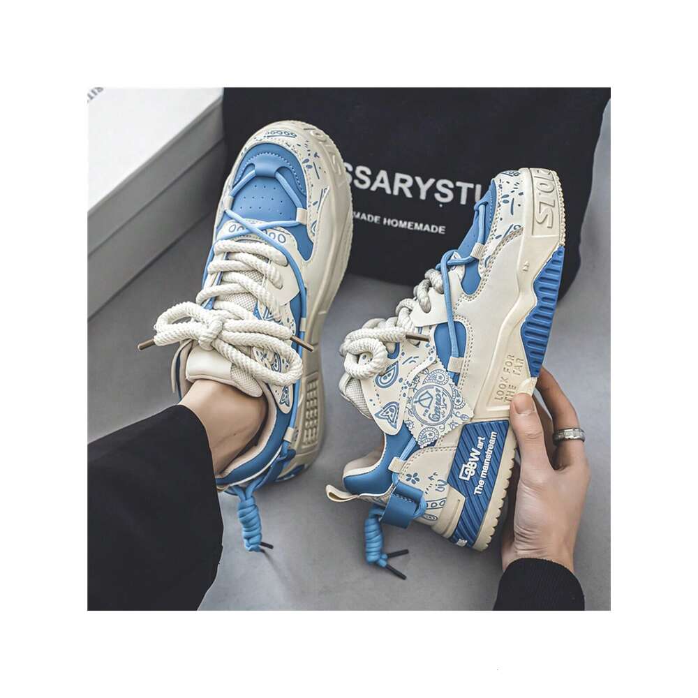 Men's New Summer Breathable Casual Sneakers With Thick, Slip-Resistant Soles, Original Artistic Design And Trendy Graffiti Style