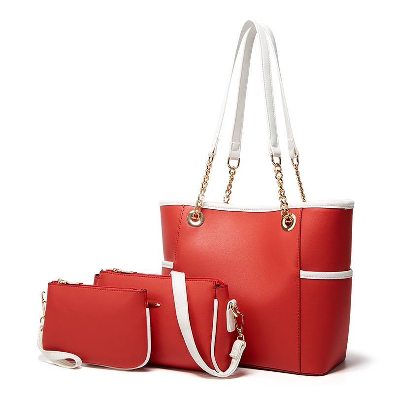 High quality fashionable women PU versatile shoulder bag casual large capacity classic tote bag three piece set multifunctional mother and child bag