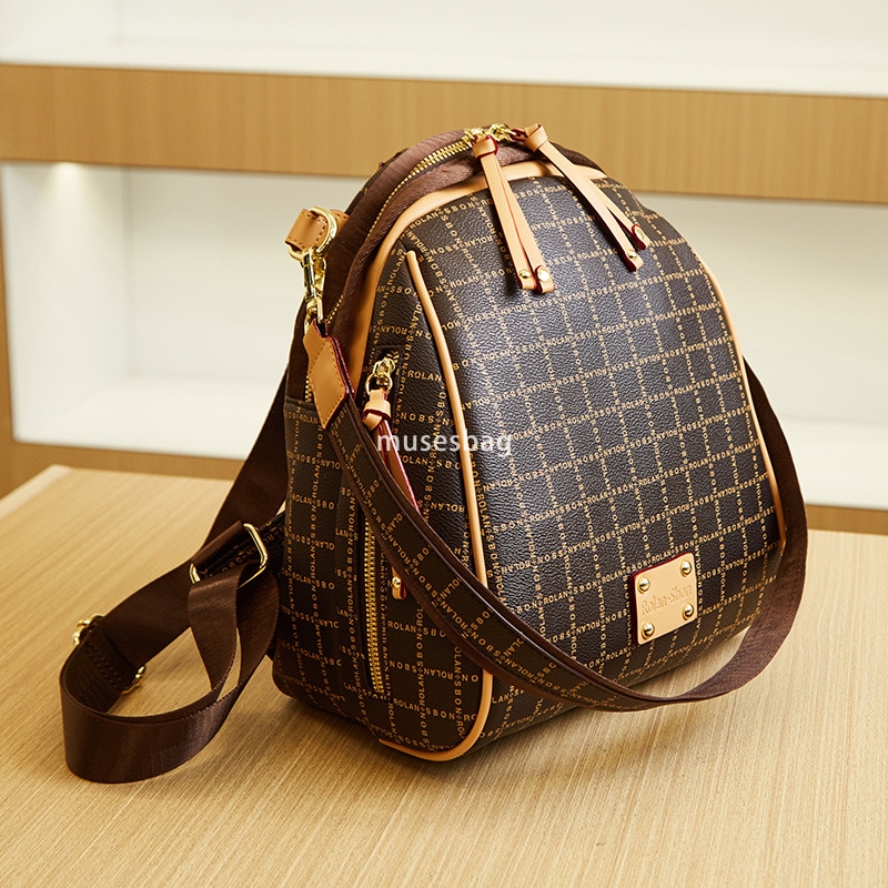 High quality women's PU large capacity leisure multifunctional backpack versatile fashion backpack retro simple one shoulder high-end temperament