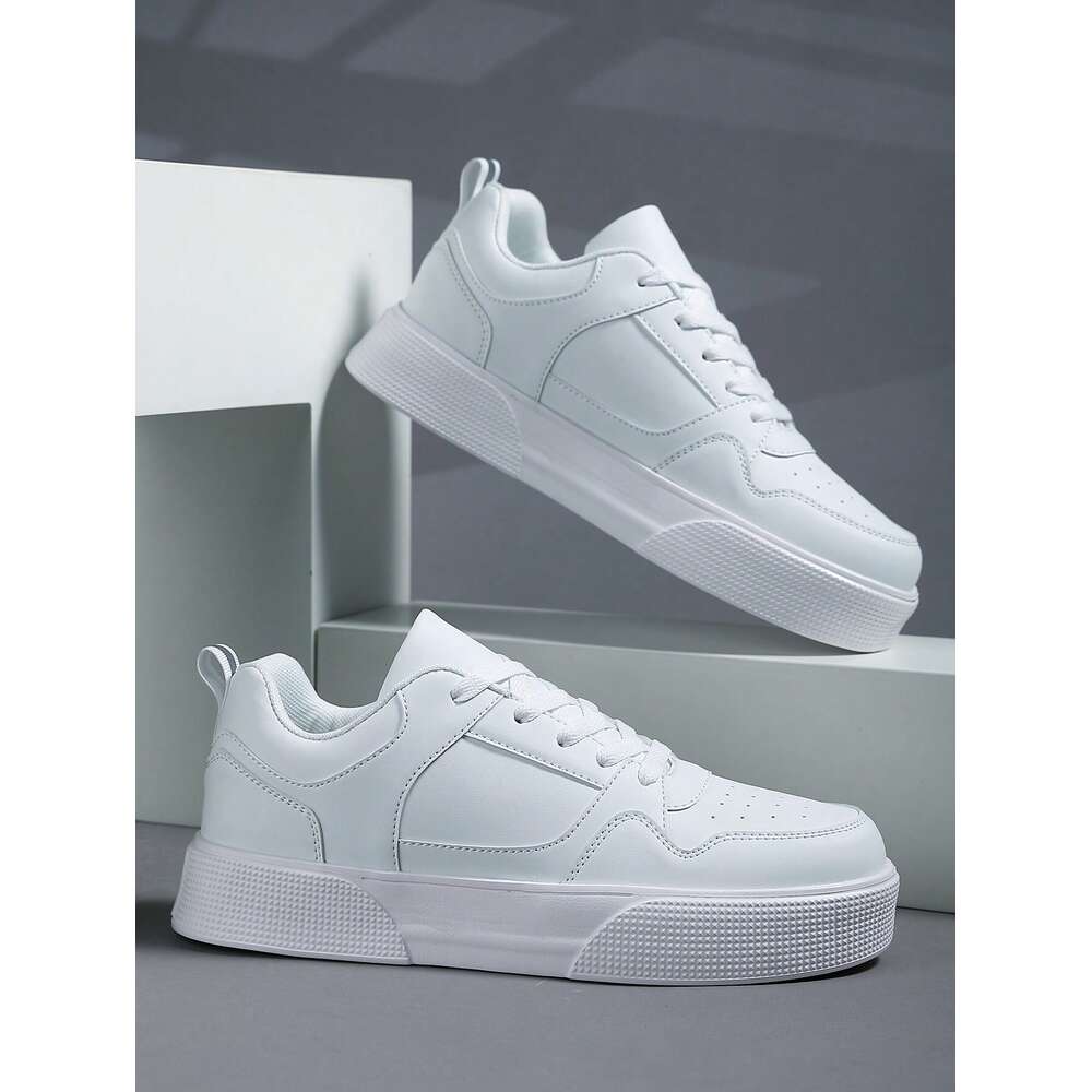Ddmyoutdoor Men S Fashionable Chunky Sneakers With Contrast Color Design Lightweight Casual White Front Strap Skate Shoes