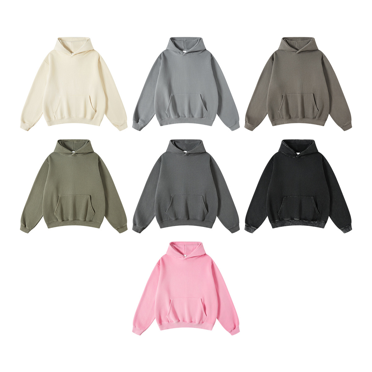 Oversized Hoodies Hip Hop Sweatshirts Heavyweight Sports Pullover Thick Plush Autumn Winter Personality Solid Color Hoodie Drop Shoulder Hoodies Graph